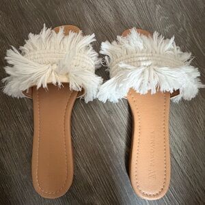 Fringe Sandals in Cream by [Brand]